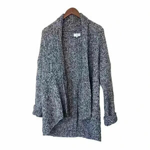 Lou & Grey Sweater Womens Medium Long Sleeve Open Front Knit Gray